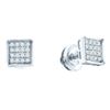 Image 1 : Diamond Square Cluster Earrings 1/10 Cttw 14kt White Gold