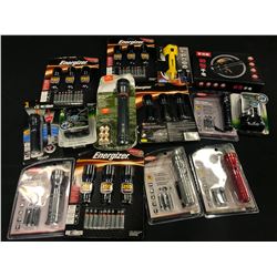 ASSORTED BATTERIES AND FLASHLIGHTS