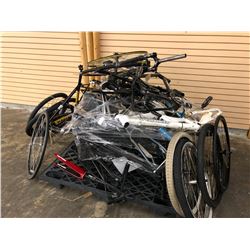 PALLET OF ASSORTED BIKE PARTS INC. FRAMES, WHEELS, FORKS AND MORE, BRANDS INC. KONA, SPECIALIZED,