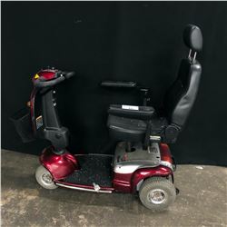 RED SHOPRIDER MOBILITY SCOOTER, DOES NOT POWER ON, NO CHARGER, NO KEY, NOT TESTED, POOR CONDITION