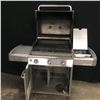 Image 1 : WEBER 3 BURNER BBQ WITH SIDE BURNER AND COVER, USED BUT IN GOOD CONDITION, MODEL 6521001, MISSING