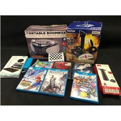 MIXED ITEMS INC. FLIGHT SIMULATOR JOY STICK, CD PLAYER, WIRELESS KEYBOARD, DVDS/GAMES AND MORE