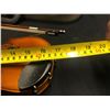 Image 2 : 1/8 SIZE VIOLIN, MISSING BRIDGE, COMES WITH BOW AND SOFT SHELL CASE, CASE MISSING ZIPPER