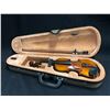 Image 6 : 1/8 SIZE VIOLIN, MISSING BRIDGE, COMES WITH BOW AND SOFT SHELL CASE, CASE MISSING ZIPPER
