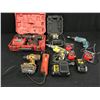Image 1 : ASSSORTED TOOLS INC. MILWAUKEE DRILL WITH 2X M18 BATTERIES AND CHARGER, 3 MEASURING TAPES, DEWALT
