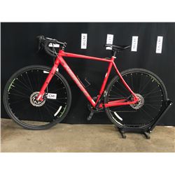 RED NORCO 16 SPEED HYBRID TRAIL BIKE WITH FRONT AND REAR DISC BRAKES, REAR DERAILLEUR SLIGHTLY