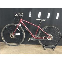 RED NORCO INDIE 27 SPEED HYBRID TRAIL BIKE WITH FRONT AND REAR HYDRAULIC DISC BRAKES, 16  FRAME