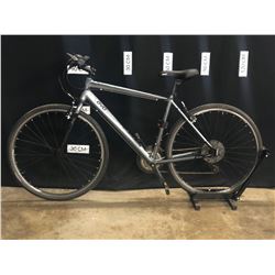 GREY EVO GRAND RAPID 21 SPEED HYBRID TRAIL BIKE, LARGE/20  FRAME SIZE, MINOR BEND IN FRONT RIM