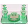 Image 1 : New Martinsville Green Art Deco 8 Pc Vanity Set #838134