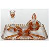 Image 1 : Bohemian Amber Crystal Pressed Glass Vanity Set #838136