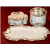 Image 1 : Milk Glass Hand Painted Dresser Set #838225