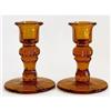 Image 1 : Amber Depression Glass Art Deco Candlesticks #838229