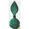 Image 1 : Czech Malachite Glass 'Faces' Perfume Bottle #838287