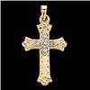 Image 1 : 14k Gold Pendant CROSS w DIAMONDS #848481