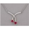 Image 1 : 14K White Gold Ruby &Diamond Necklace #848689