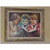 Image 1 : Oil Painting, Children Reading SKU3045 #849016