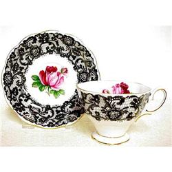 Dramatic Black Lace Cup & Saucer - SENORITA #857262
