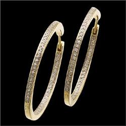 14k  Gold HOOP Earrings DIAMONDS 1 CT! #866341