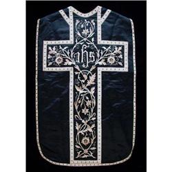 Black Embroidered Silk Chasuble #866489