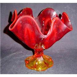 American Amberina Glass Footed Bowl #866897