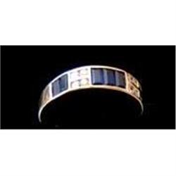18K Gold Band with Diamonds and Sapphires #866912