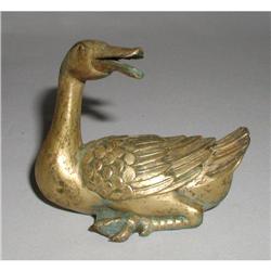 Chinese 20th C. Gilt Bronze Status of A Duck #871696