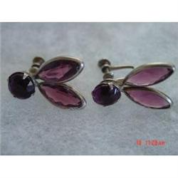 VICTORIAN AMETHYST Sterling Screwback Earrings #871781