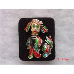 Multicolored Enamel Rhinestone Dog Brooch #871841