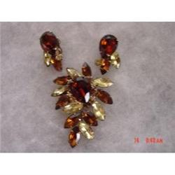 Topaz Marquise Rhinestone Brooch Earrings Set #871881