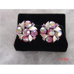 LISNER Pink Rhinestone Enamel Earrings #871889