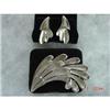 Image 1 : JJ Silver Rhodium Brooch Earrings Set #871896