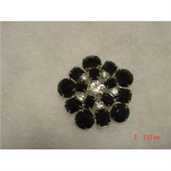 Weiss Black Clear Rhinestone Brooch Glass #871913