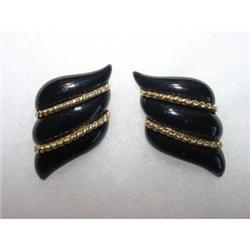 Erwin Pearl Black Enamel Earrings #871965