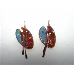 Renoir-Matisse Palette Brushes Enamel Earrings #871968