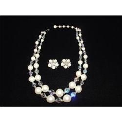 Crystal  Pearl 2 strand Demi-Parure #871976