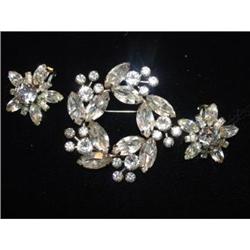  WEISS rhinestone brooch earrings set or parure #871986