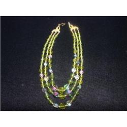 Art Deco 3 strand Emerald Crystal glass #872010