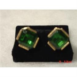 Large Green Emerald Glass Earrings #872168