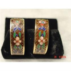 1956  CLOISONNE' Clipped Earrings MUlticolored #872174