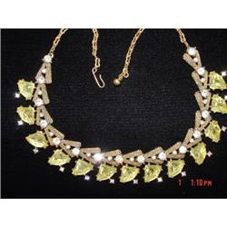 Art Deco Yellow Rhinestone Necklace #872343