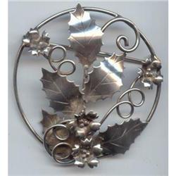 Large Sterling  Holly Design Brooch #872397