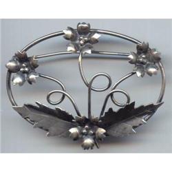 Sterling Circle Pin with 4 Flowers #872399