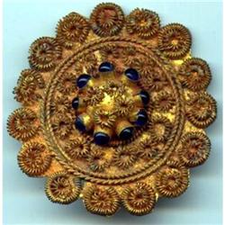 Etruscan Revival Cobalt Blue Stone  Brooch #872400