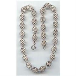   Vintage Silver Daisy Link Necklace #872414