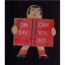 Hand Painted Wood Brooch Oh Say Can You See  #872416