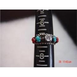 Estate Mexican Sterling ring  Coral Turquoise #872449