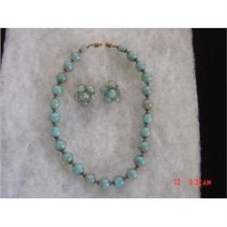 Art Deco MURANO Necklace Earrings Set Glass #872489