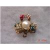 Image 1 : Art Deco Baroque Pearl Rhinestone Flower Brooch #872544