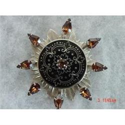Vintage ACCESSOCRAFT NYC Topaz Rhinestone Pin #872569
