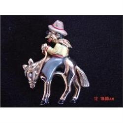 Art Deco CORO MAN DONKEY Enameled Brooch  #872574